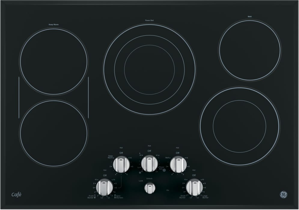 Cafe CP9530SJSS 30 Inch Smoothtop Electric Cooktop with 5 Cooking Zones, SyncBurners, Griddle