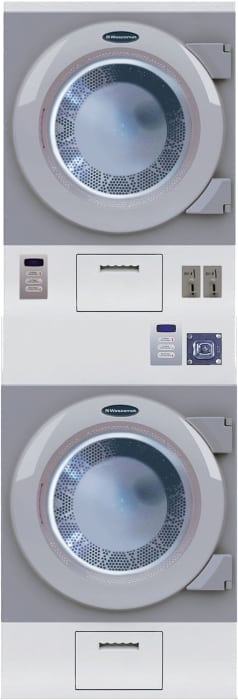 Crossover Daws2gm 27 Inch Stacked Commercial Gas Dryers With 15 000 Cycle Life 22lb Capacity 7 5 Cu Ft Capacity Metered With Coin Box