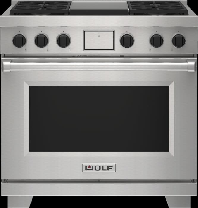 Wolf DF36450GSPLP 36 Inch Freestanding DualFuel Smart Range with 4