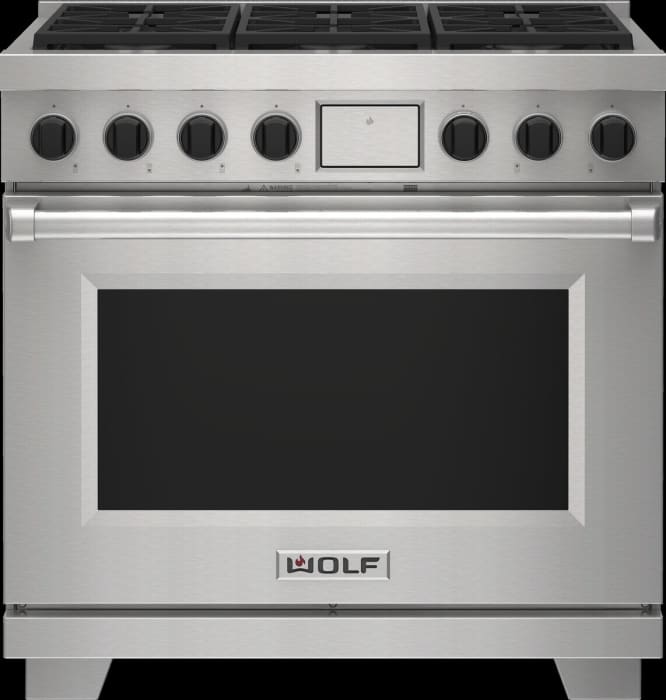 Wolf DF36650SP 36 Inch Freestanding DualFuel Smart Range with 6 Dual