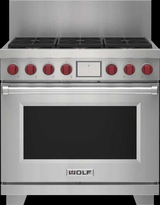 Wolf DF36650SPLP 36 Inch Freestanding DualFuel Smart Range with 6 Dual