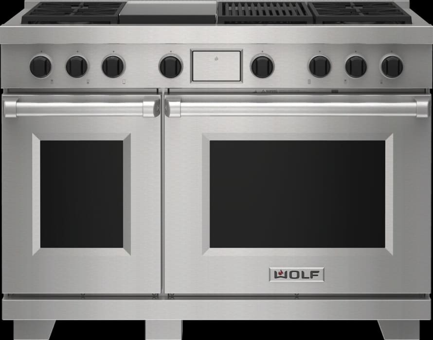 Wolf DF48450CGSP 48 Inch Freestanding Dual Fuel Smart Range With 4 Sealed Burners Double Oven 