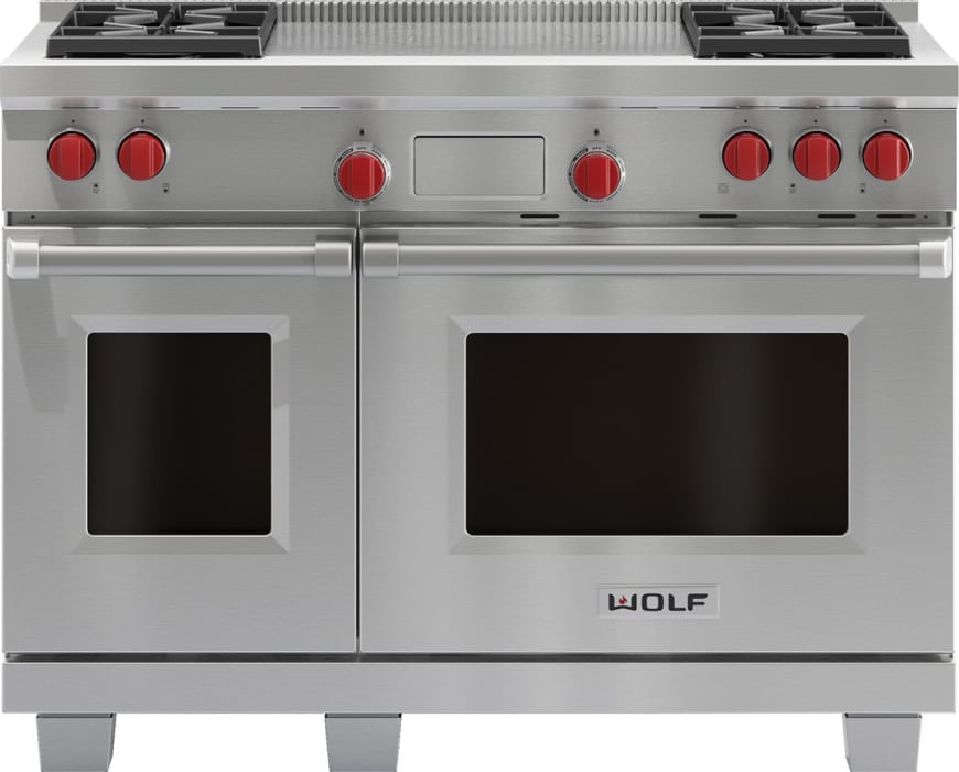 ロンヴェロップレショーファント Wolf DF484F 48 Inch Pro-Style Dual-Fuel Range with 4 Dual-Stacked