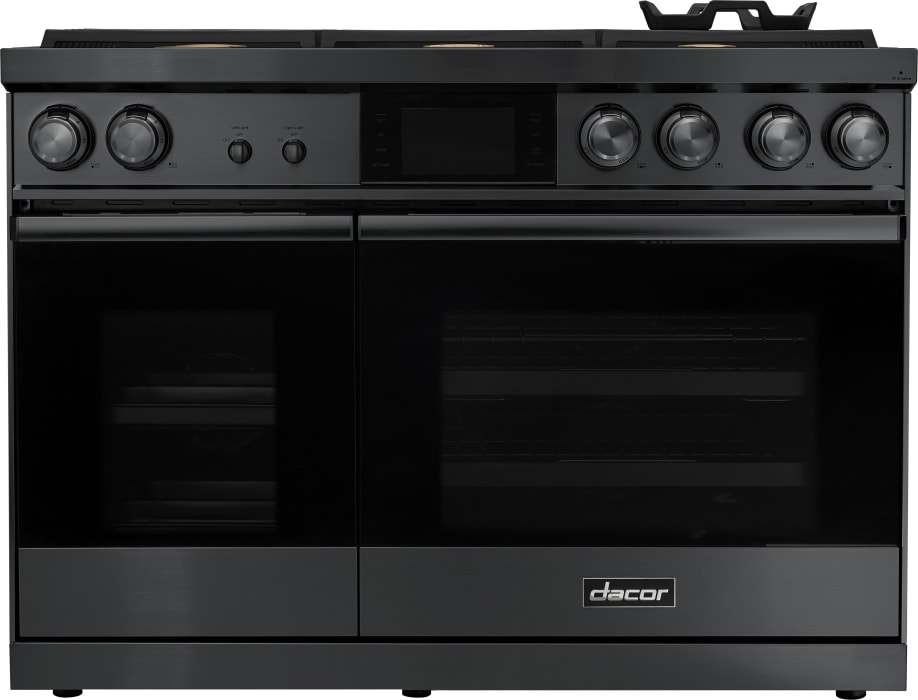 Dacor Dop48m86dlm 48 Inch Smart Pro Dual Fuel Range With Realsteam Oven Wi Fi Enabled Lcd Touchscreen Dual Four Part Pure Convection Steam Generation Powerful Broiling Simmersear Burners Auto Connected Hood Perma Flame Chef Mode And
