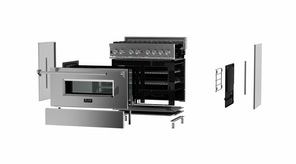 ZLINE RA36 36 Inch Freestanding Dual Fuel Range with 6 Sealed Italian