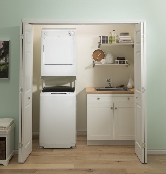 GE DSKP333ECWW 24 Inch Electric Dryer with 3.6 Cu. Ft. Capacity, 3 Dry