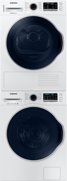 Samsung Sawadrew68002 Stacked Washer Dryer Set With Front Load Washer And Electric Dryer In White