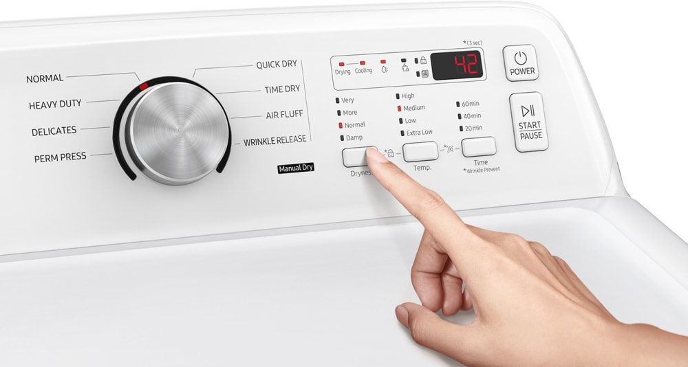 Samsung DVG45T3200W 27 Inch Gas Dryer with 7.2 cu. ft. Capacity, Smart Care, 8 Drying Options