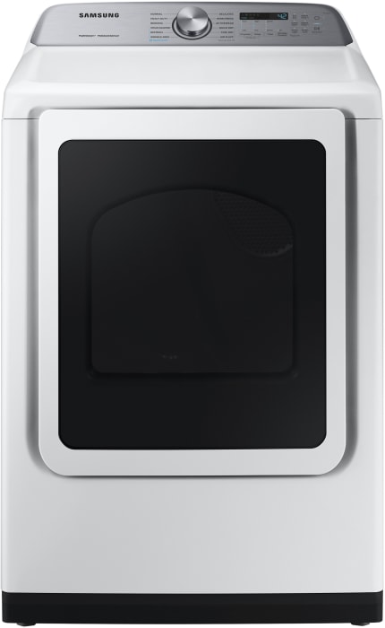 Samsung Dve50r5400w 27 Inch Electric Dryer With Steam Sanitize Sensor Dry 12 Dry Cycles 9 Additional Dryer Options 4 Way Venting Reversible Door And 7 4 Cu Ft Capacity White
