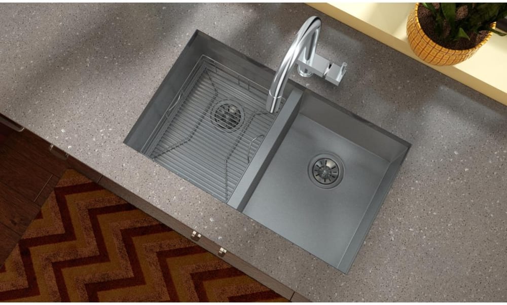 Elkay EFU311810T 30 Inch Double Bowl Undermount Kitchen Sink with 16
