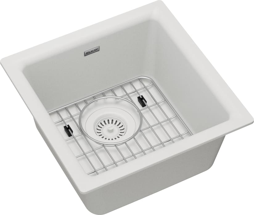 Elkay ELG1616WH0C 21" Single Bowl Bar Sink with Quartz Sand Construction, Sound Deadening