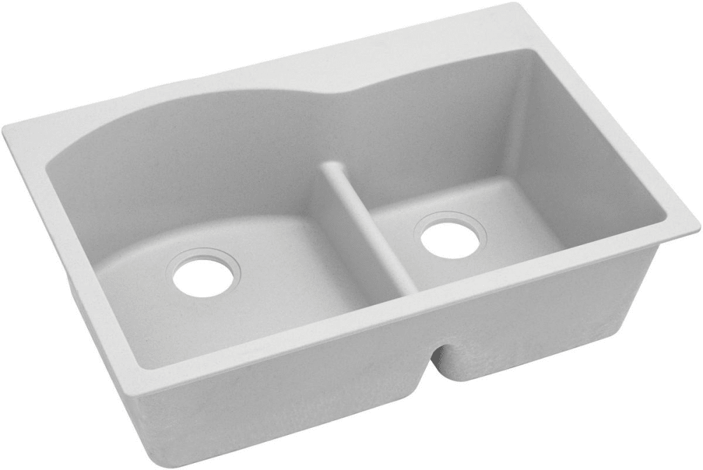 Black Quartz Kitchen Sink Double Bowl Drop-In Sink with Drain