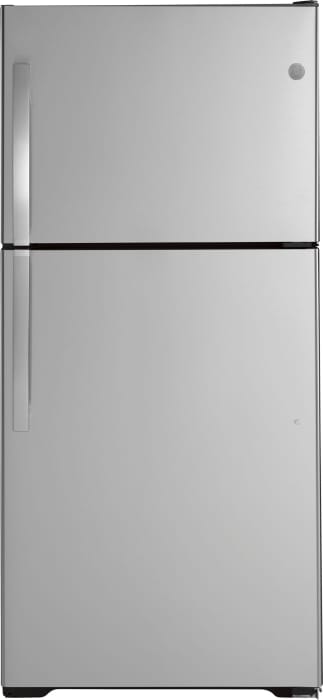 GE GIE19JSNRSS 30 Inch Top Freezer Refrigerator with 19.2 cu. ft. Capacity Edge to edge Glass Shelves Deli Drawer Spillproof Freezer Floor Upfront Controls LED Lighting Never Clean Condenser Icemaker ...