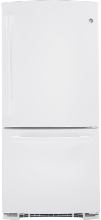 Ge Gbs20eghww 30 Inch Bottom Freezer Refrigerator With 20 3 Cu Ft Capacity 2 Adjustable Glass Shelves Gallon Door Storage 3 Electronic Temperature Sensors Upfront Temperature Controls Multiflow Air Tower And Optional Ice Maker White