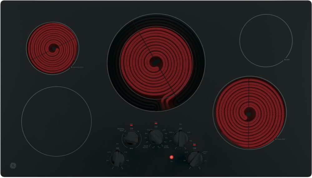 GE JP3036DLBB 36 Inch Electric Cooktop with Five Radiant Cooking