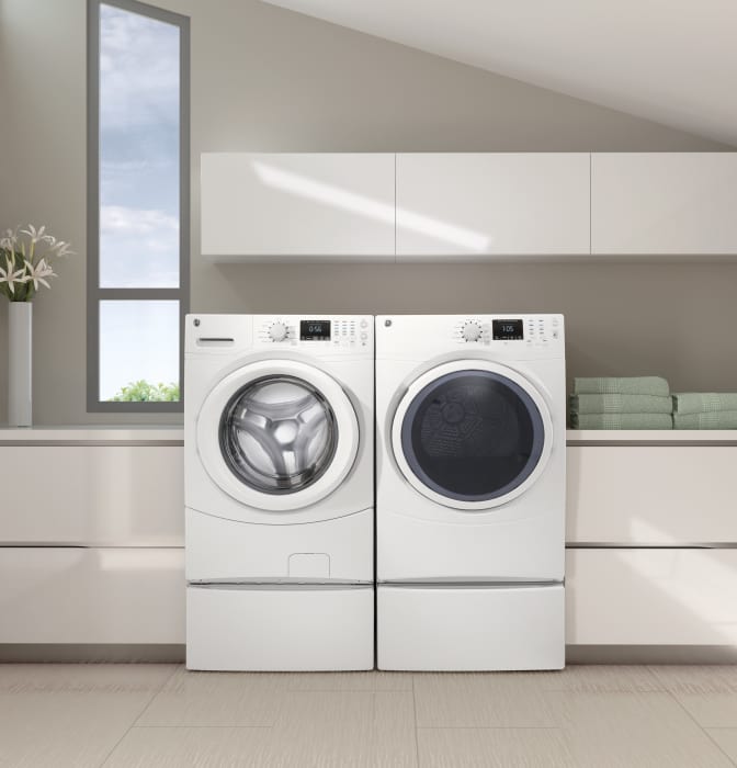 GE GFDN160EJWW 27 Inch 7.5 cu. ft. Electric Dryer with 11 Dry Cycles, 4 ...