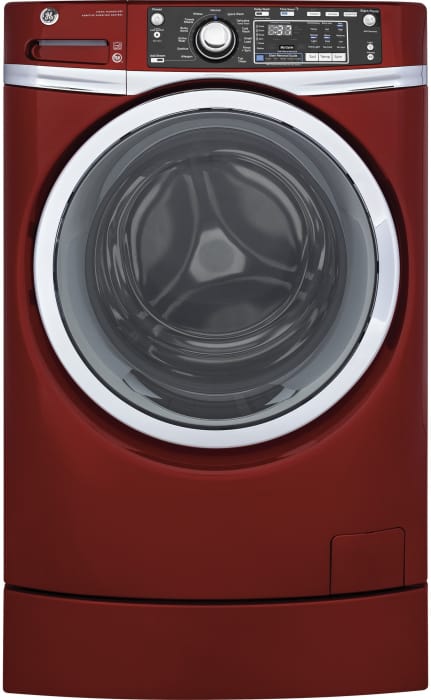 Ge Gfw490rpkrr 28 Inch Front Load Washer With 4 9 Cu Ft Capacity Steam 13 Wash Cycles Built In Rightheight Pedestal Quick Wash Allergen Cycle Nsf Certified Sanitize Cycle Precision Dispense Internal Water Heater