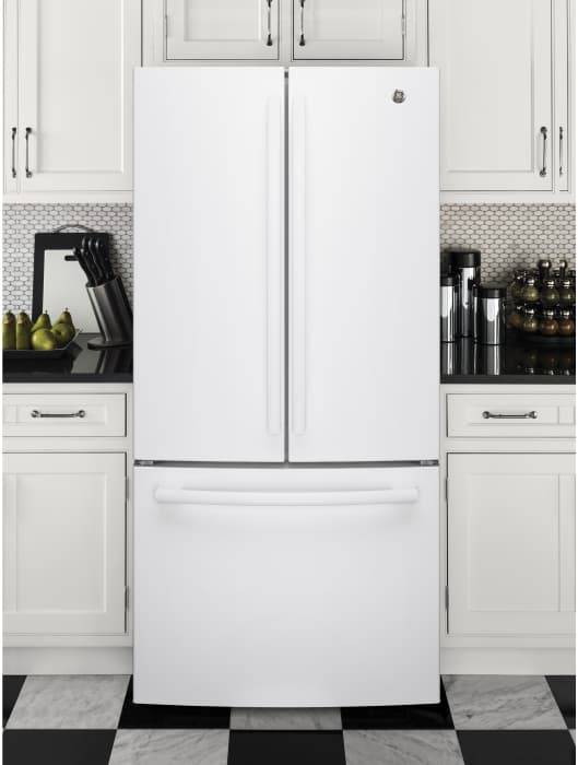 GE GNE25JGKWW 33 Inch French Door Refrigerator with 24.7 Cu. Ft