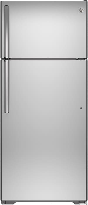 Ge Gas18psjss 28 Inch Top Freezer Refrigerator With 17 5 Cu Ft Capacity Autofill Pitcher 2 Spillproof Glass Shelves 2 Humidity Drawers 1 Snack Drawer And Gallon Door Storage Stainless Steel