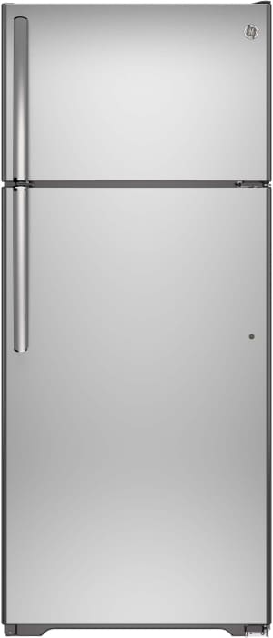 Ge Gie18gshss 28 Inch Top Freezer Refrigerator With 17 5 Cu Ft Capacity Snack Drawer Spillproof Freezer Floor Ice Maker Gallon Door Storage Adjustable Spillproof Glass Shelving Humidity Controlled Crisper Drawers And Energy Star Qualified