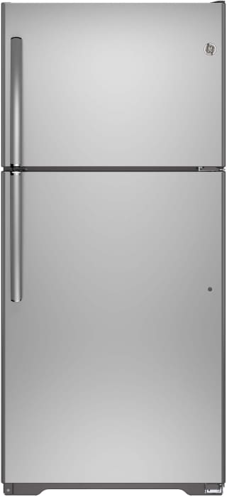 Ge Gie18ishss 30 Inch Top Freezer Refrigerator With 18 2 Cu Ft Capacity 3 Adjustable Glass Shelves Gallon Door Storage Spillproof Freezer Floor Upfront Dual Temperature Controls Air Tower Factory Installed Ice Maker Ada