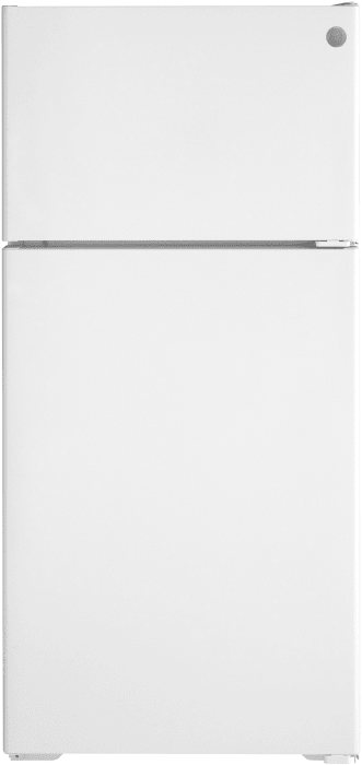 GE GPE17CTNRWW 28 Inch Top Freezer Refrigerator with 16.6 Cu. Ft. Capacity Reversible Hinges Textured Rounded Doors Full Width Adjustable Shelves LED Lighting Spillproof Freezer Floor ADA Compliant OU...