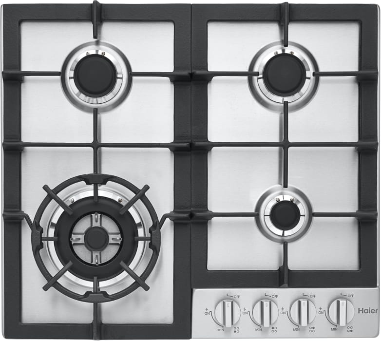 Haier Hcc2230ags 24 Inch Gas Cooktop With 4 Sealed Burners 31 300 Maximum Btus Continuous Cast Iron Grates Wok Ring Adapter Electronic Ignition And Liquid Propane Convertible