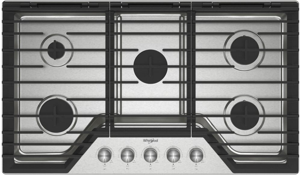 Whirlpool WCGK7036PS 36 Inch Gas Cooktop with 5 Sealed Burners