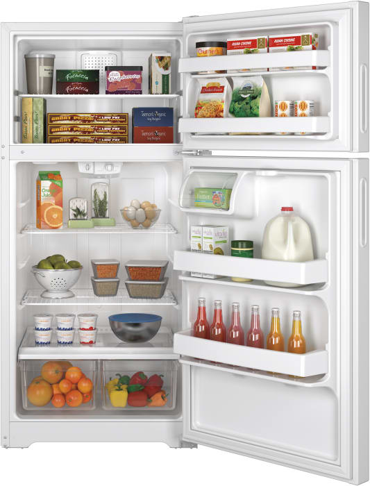 GE HPE15BTHWW 28 Inch Top Freezer Refrigerator with 14.6 Cu. Ft