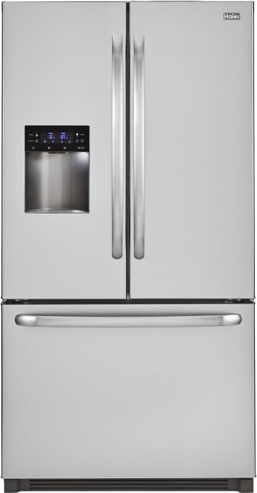 Haier Hrf24e3aps 23 5 Cu Ft French Door Refrigerator With 4 Spill Proof Glass Shelves 2 Humidity Controlled Crispers 1 Full Width Deli Drawer 5 Door Bins Dairy Bins 2 Basket Freezer Drawer And External Ice Water Dispenser