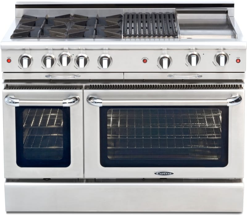 Gas stove with double oven and griddle on sale