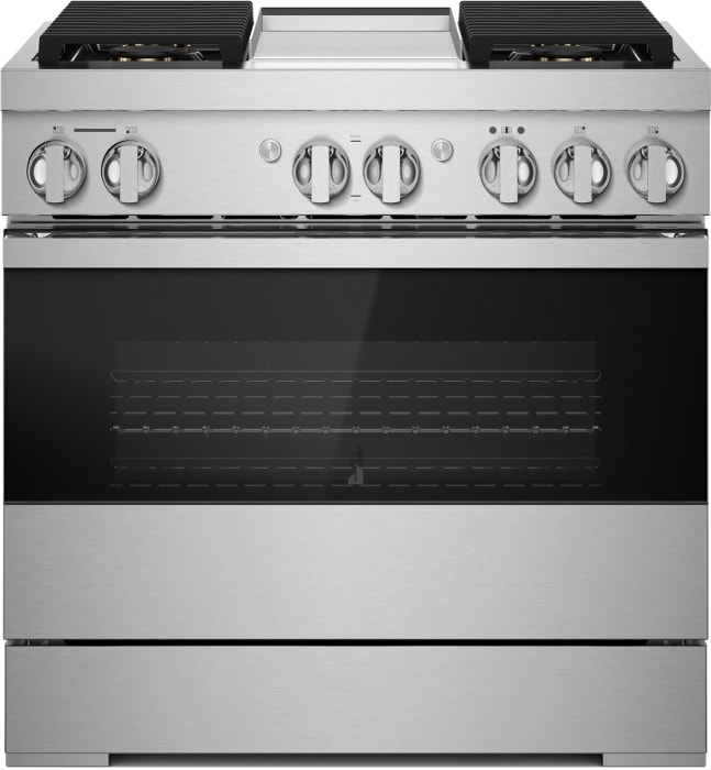 Jennair Jdrp536hm 36 Inch Smart Dual Fuel Professional Range With Wifi Smart Integration Chrome Infused Griddle Customclean Cinematic Lighting Jennair Culinary Center Dual Fan True Convection Dual Stacked Burners And Flame Sensing Re Ignition