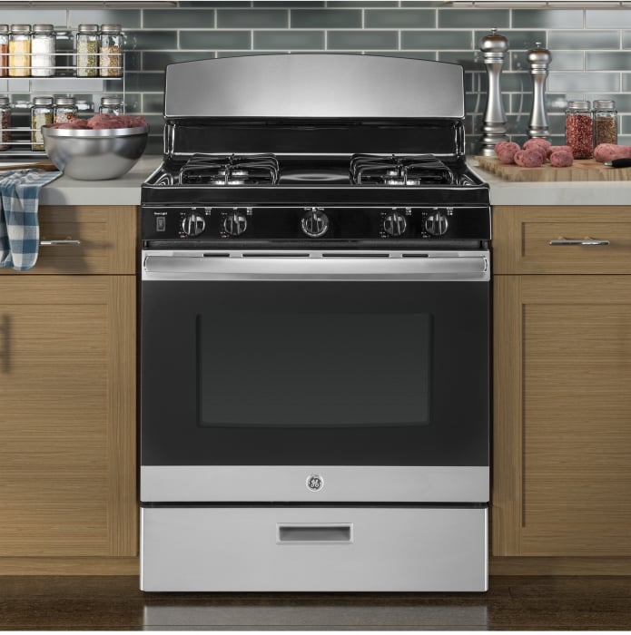 GE JGBS30REKSS 30 Inch Freestanding Gas Range with 4 Sealed Burners, 4.