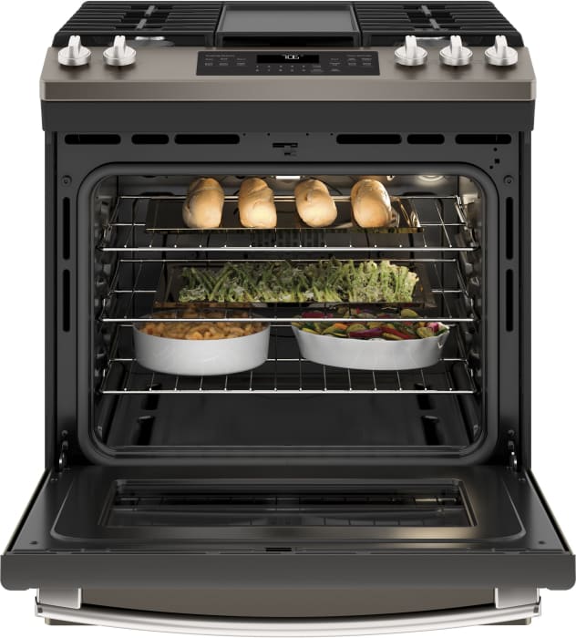 GE JGS760EELES 30 Inch SlideIn Gas Range with Convection, Dishwasher