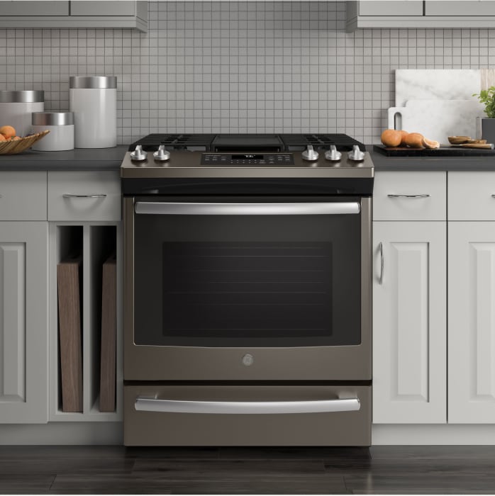 GE JGS760EELES 30 Inch SlideIn Gas Range with Convection, Dishwasher