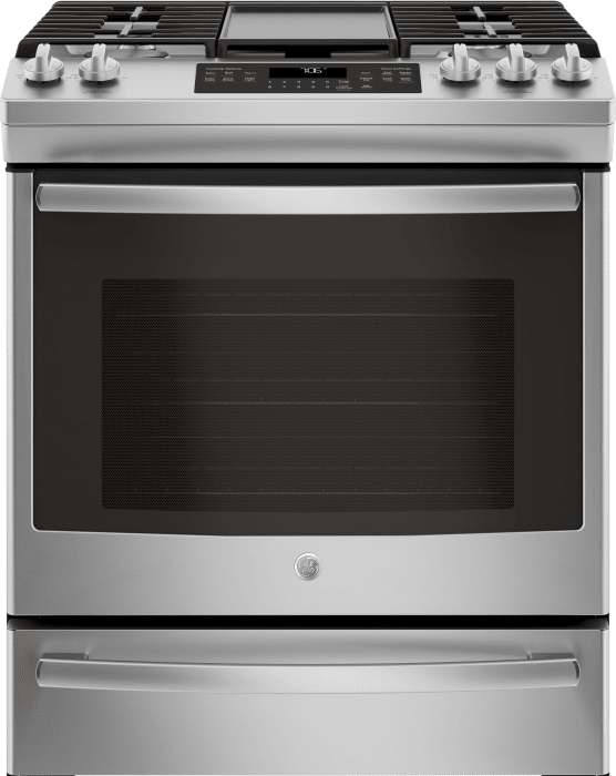 GE JGS760SELSS 30 Inch SlideIn Gas Range with Convection, Dishwasher