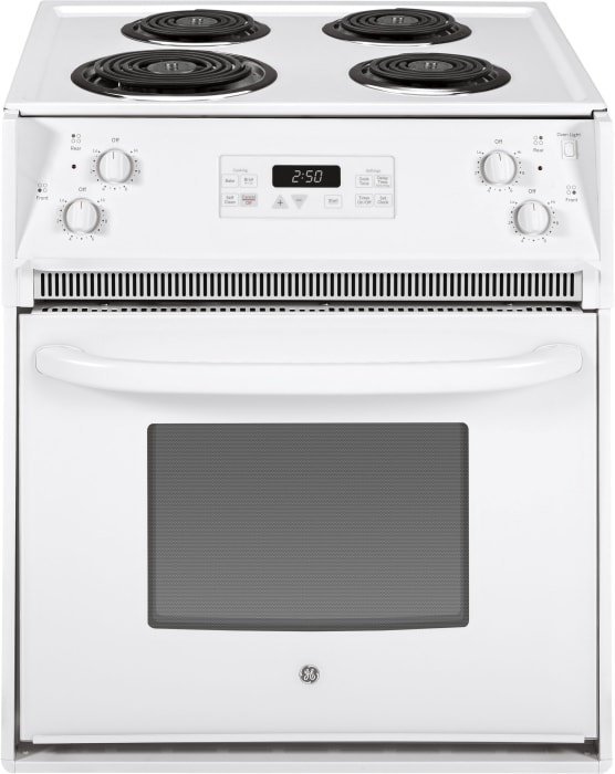 GE JM250DTWW 27 Inch Dropin Electric Range with 4 Coil Burners, 3.0 cu