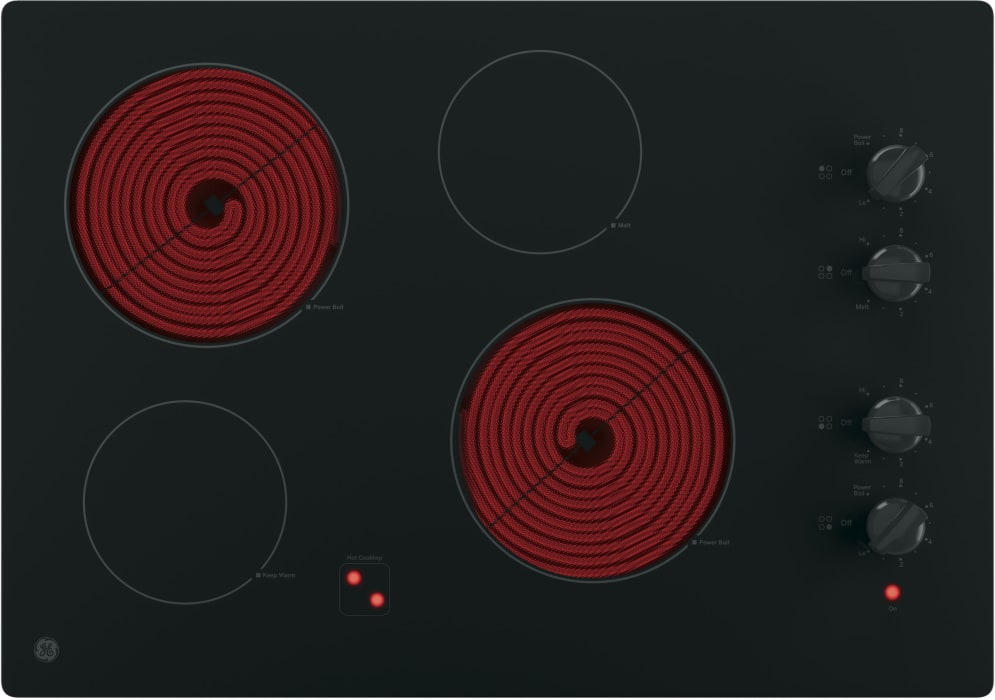 GE JP3030DJBB 30 Inch Electric Cooktop with 4 Radiant Elements, Ceramic