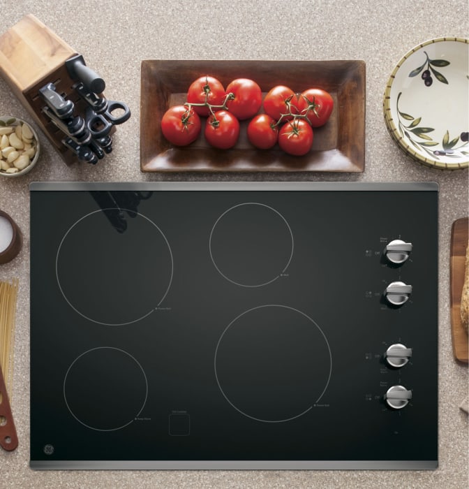 GE JP3030SJSS 30 Inch Electric Cooktop with 4 Radiant Elements, Ceramic