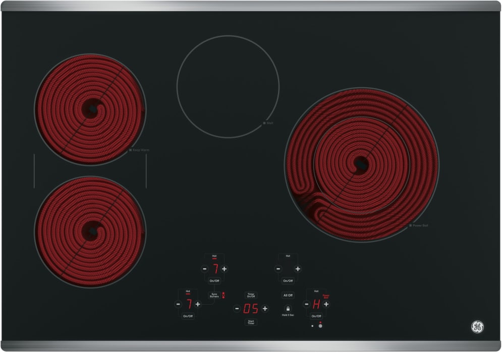 GE JP5030SJSS 30 Inch Electric Cooktop with 4 Radiant Elements, Ceramic