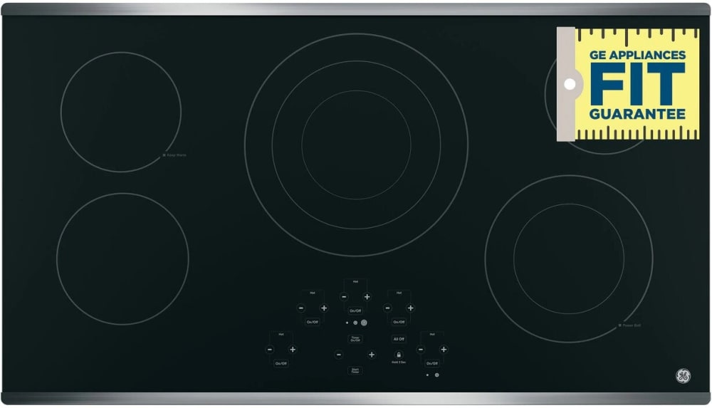 GE JP5036SJSS 36 Inch Electric Cooktop with 5 Radiant Elements, Ceramic Glass Surface, Power