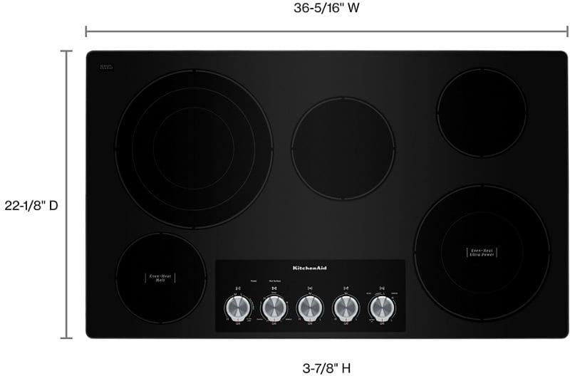 KitchenAid KCES556HSS 36 Inch Electric Cooktop with 5 Radiant Elements