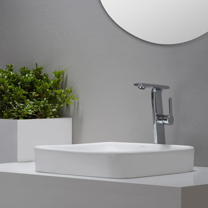 Kraus KCR281 16 Inch Semi Recessed Ceramic Bathroom Sink with 6 Inch