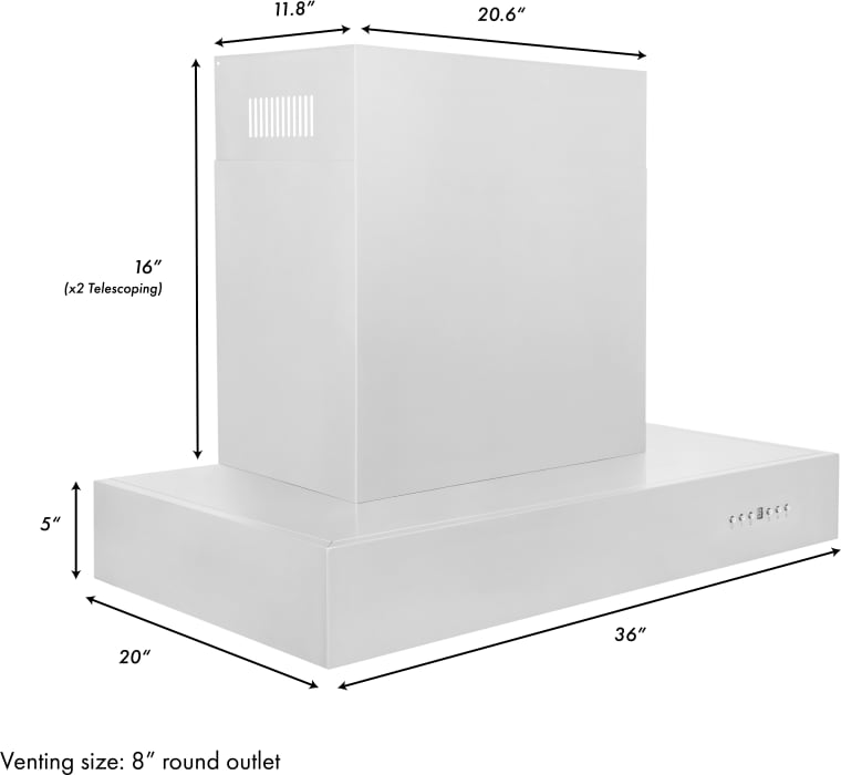 ZLINE Wall Mount Range Hood with 4Speed Internal Blower, Speed