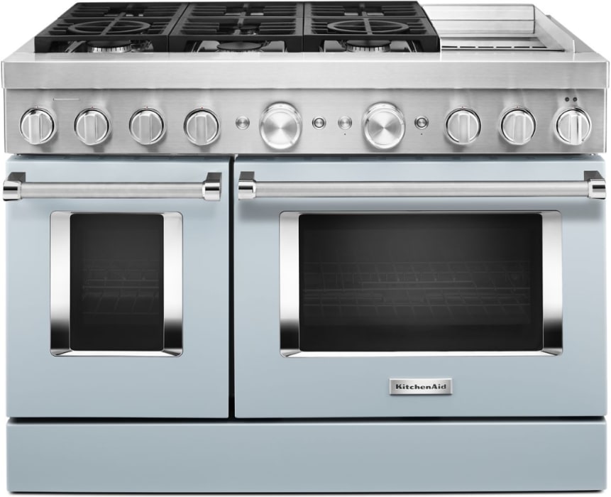 KitchenAid KFDC558JMB 48 Freestanding Dual Fuel Smart Range with 6