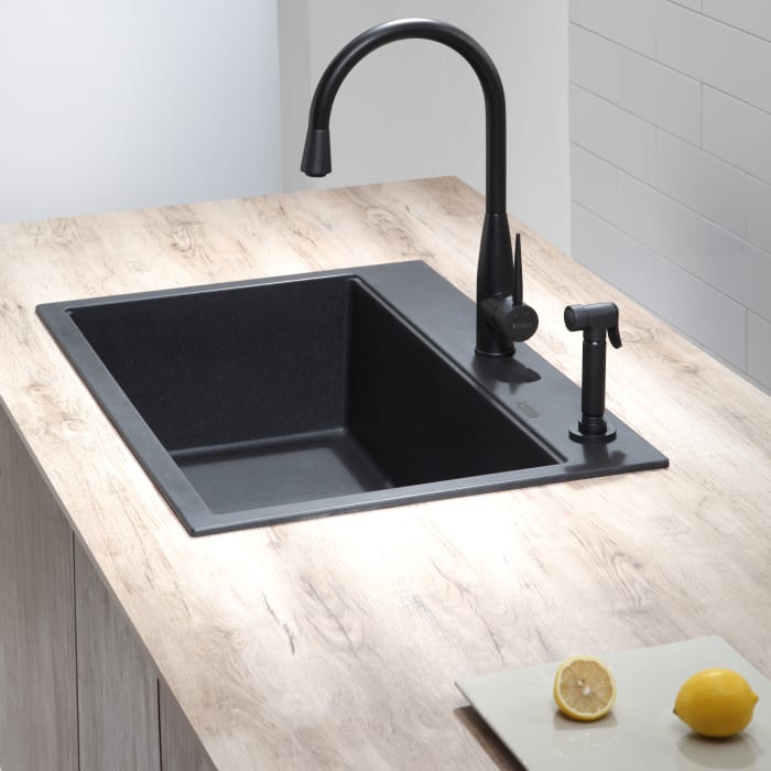 Kraus KGD412B 31 Inch Dual Mount Single Bowl Granite Kitchen Sink with ...