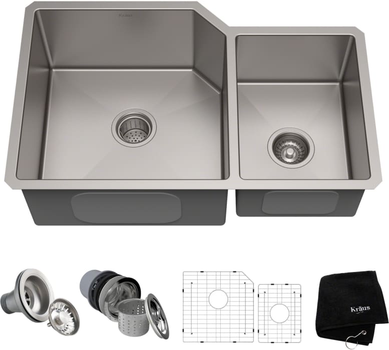 Kraus KHU12332 32 Inch Undermount 60/40 Double Bowl Kitchen Sink