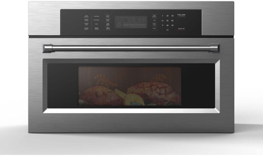 Kucht Professional KM30CKUCHT 30 Inch Built In Microwave Wall Oven with 1.6 cu. ft. Capacity Convection Air Fryer 1000W Cooking Power Cristal LCD Display and Glass Touch Screen