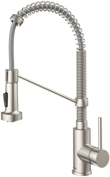 Kraus Kpf1610ss Single Handle Commercial Kitchen Faucet With 1 8 Gmp Flow Rate Reach Technology Dual Function Sprayhead 180 Degree Swivel And Ada Complaint Stainless Steel