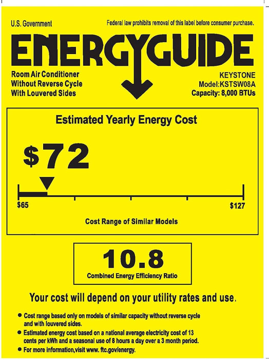 KeyStone KSTSW08A 8,000 BTU Slider/Casement Window Air Conditioner with